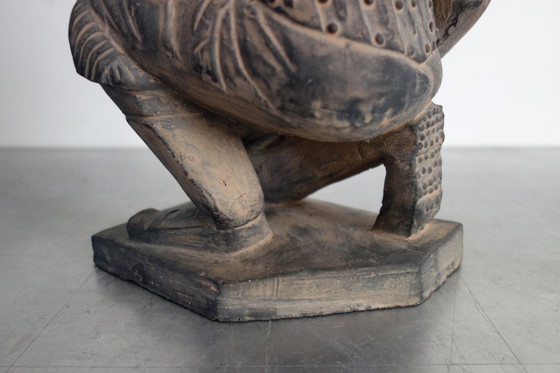 Image 1 of Paire de guerriers chinois en terre cuite, H52 et H 40cm