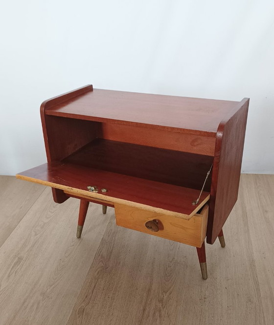 Charming Fifties Hall Cabinet – DKS kleinmoebel, Nightstands, Wood, Brass (photo 6 of 8)