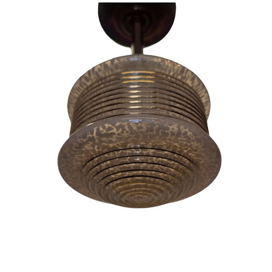 Französische Art-Deco-Pendelleuchte – Pendelleuchten, Copper, Glass (photo 4 of 5)