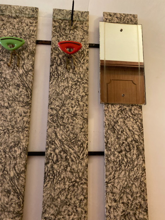 MCM 1960s–70s Skai Hall Coat Rack with Heart Hooks & Mirror – Glass (photo 4 of 6)