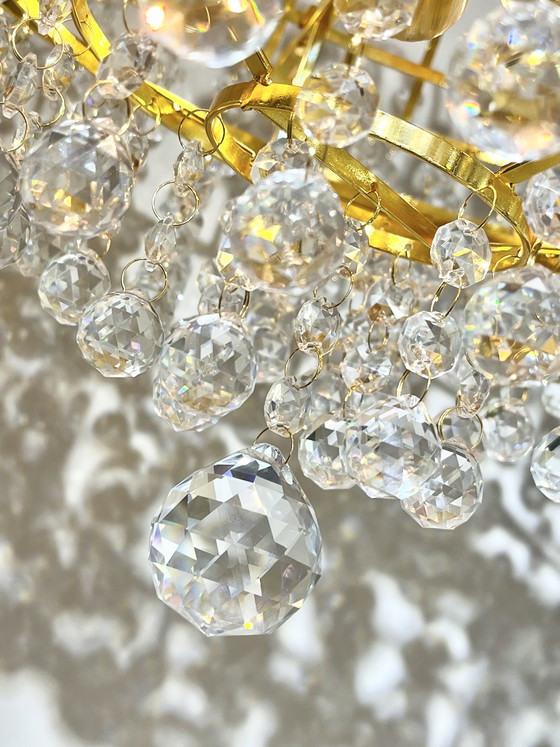 Image 1 of Lámpara colgante de araña de cristal grande con bolas de cristal
