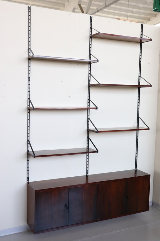 Wall Bookcase with Storage, Italian Design 1960s