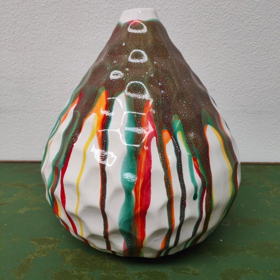 Image 1 of Vaso vintage di metà secolo, vaso per fiori. Ceramica smaltata.