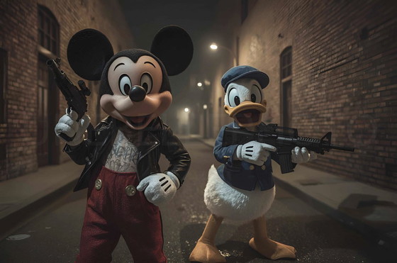 Image 1 of Fotografía impresa en plexiglás / Mickey y Donald en el Bronx