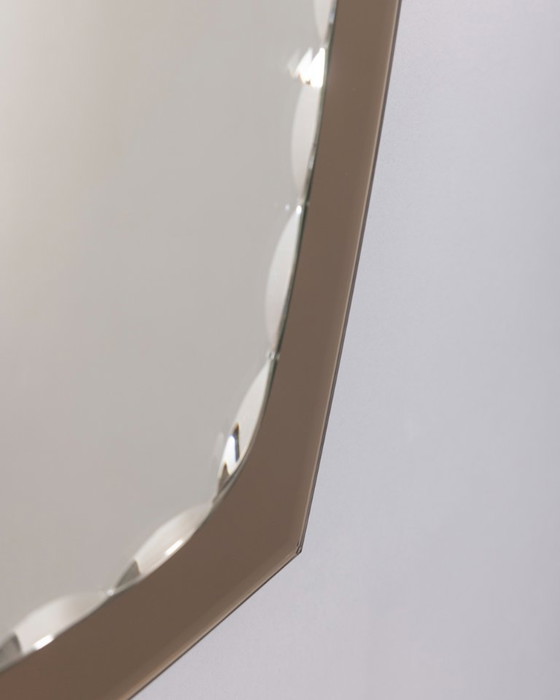 Image 1 of VINTAGE 1960S SMOKED GLASS WALL MIRROR WITH ITALIAN DESIGN SPOTLIGHTS