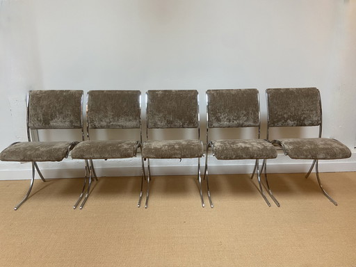 Suite von 5 Stühlen aus Chrom von Boris Tabacoff für Maison Christophe, Circa 1970