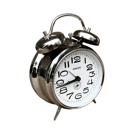 Image 1 of Silver metal mechanical alarm clock Anker, Germany, 1970s.
