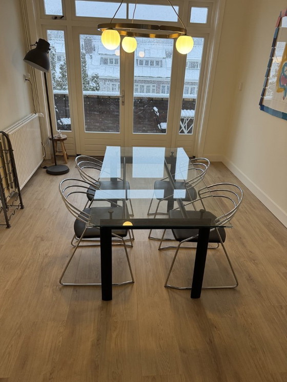 Image 1 of Vintage italiaans design: Cassina look eettafel (en stoelen)