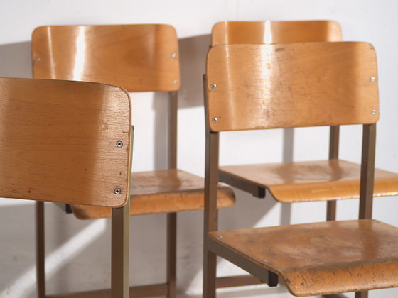 Vintage lounge chairs (c.1950). Set of 4 pieces – Dining chairs, Wood, Metal, Retro (photo 14 of 28)