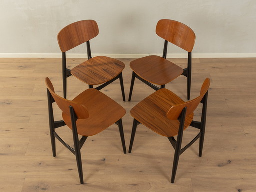4x Chaises de salle à manger en contreplaqué de teck