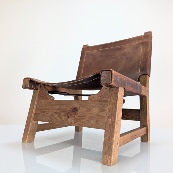 Image 1 of Set di 5 sedie spagnole in pelle e quercia, stile Paco Muñoz, anni '60