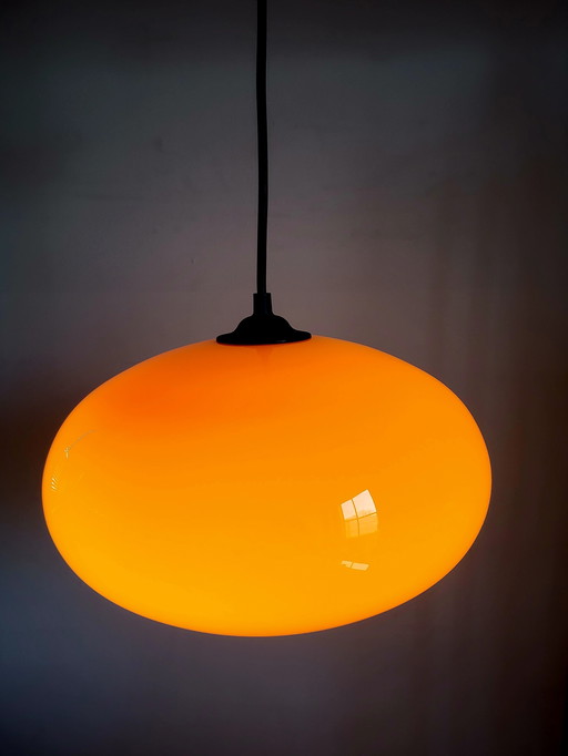 Vintage oranje opaline glazen hanglamp, vermoedelijk jaren 80