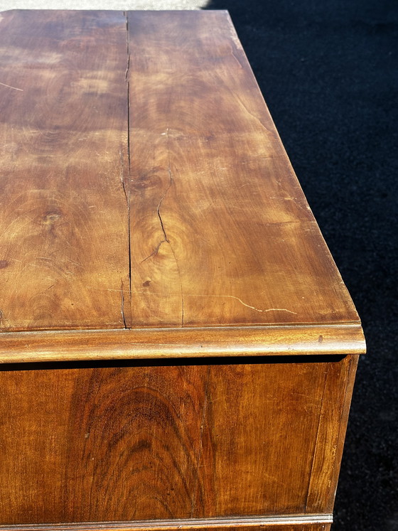 Image 1 of Antieke secretaire met klapdeur van notenhout - periode Lodewijk Philippe