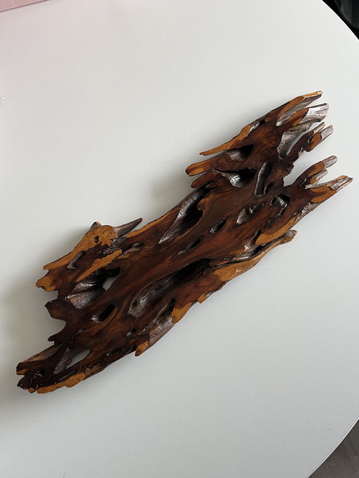 Houten sculptuur wanddecoratie 