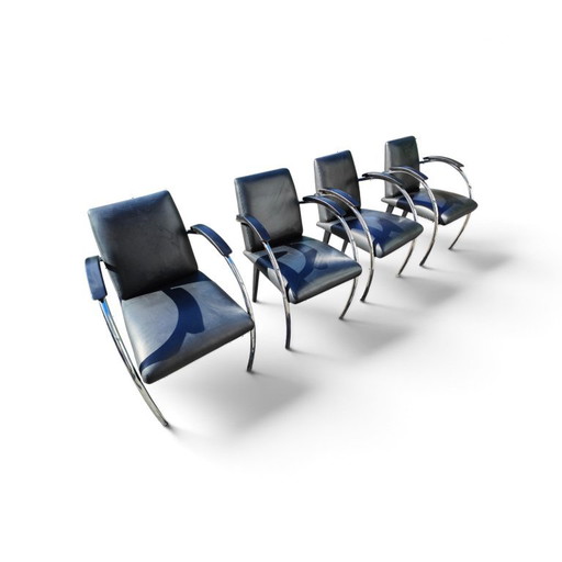 4 Chaises Gelderland 5480 en Cuir Noir – eetkamerstoelen, Leather (photo 2 of 18)