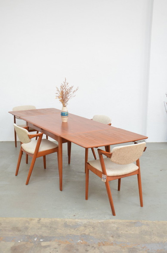 Image 1 of Eettafel van Svend Åge Madsen, Deense teakhouten keukentafel, mid-century, uitschuifbaar, jaren 60