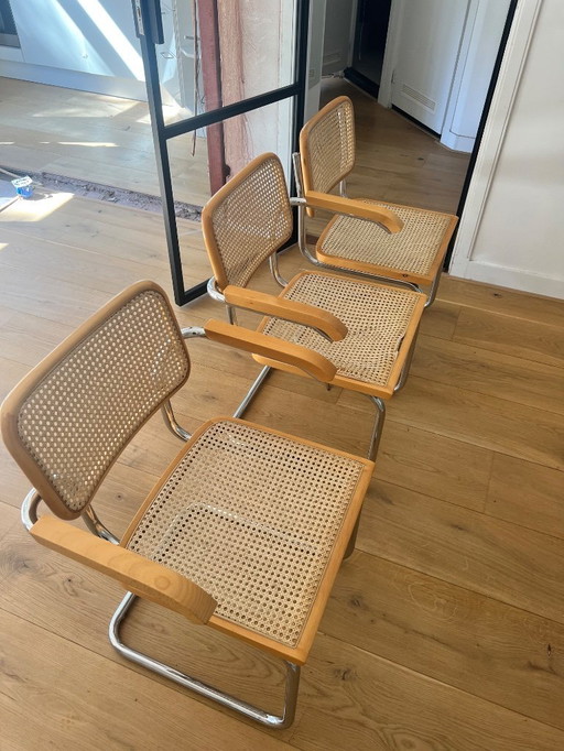 Marcel Breuer B32 Cesca Chairs Natural Wood