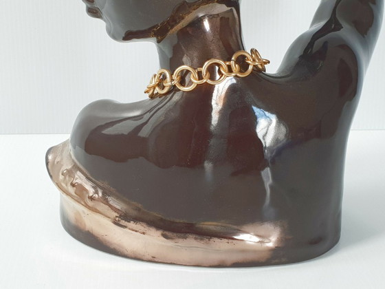 Image 1 of African Bust Trinket Tray 1950s Vintage Rockabilly Ceramic 50s Zazou