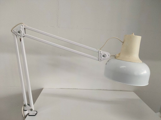 Image 1 of Scissor lamp Desk lamp Lival P12 white Finland 1970s