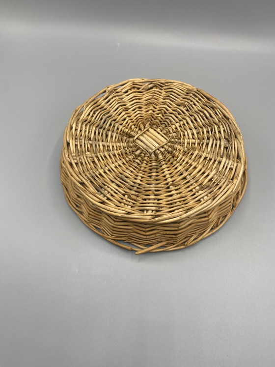 Cesto vintage rotondo in vimini intrecciato – Oggetti decorativi, Wicker (photo 3 of 4)