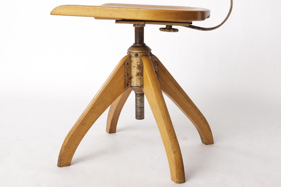 Image 1 of Industrial Swivel Chair by Ama Elastik – 1950s Vintage Bauhaus Design, Wood & Metal