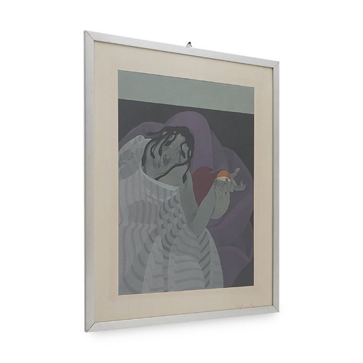 Peinture acrylique sur papier de Daniel Bec, 1970