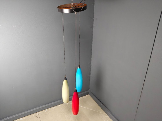 Image 1 of 3 lampade a sospensione in vetro vintage di Vistosi, anni '70