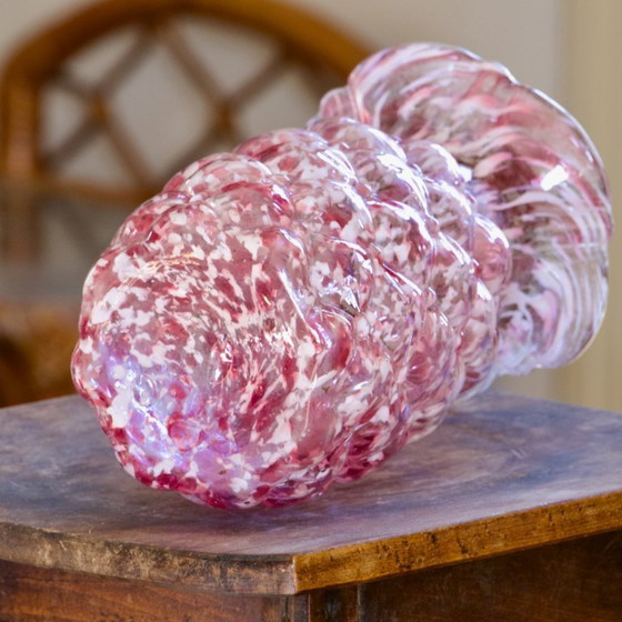 Image 1 of Vaso in vetro rosa e bianco antico di Clichy