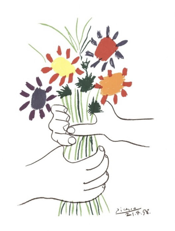 Image 1 of "Bouquet, 1958" - (60x80cm) Signed and dated in the plate.