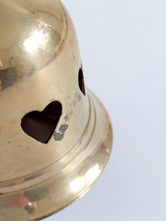 Image 1 of Set di 3 campanellini vintage in ottone scandinavi | Design a forma di cuore, decorazioni natalizie anni '80