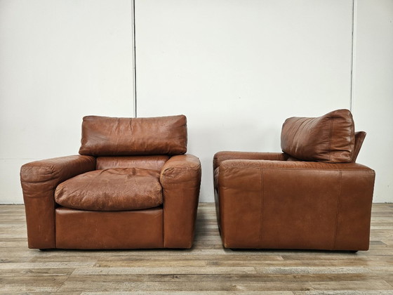 Osaka Brown Leather Armchairs by Moroso, 1980 (photo 4 of 21)