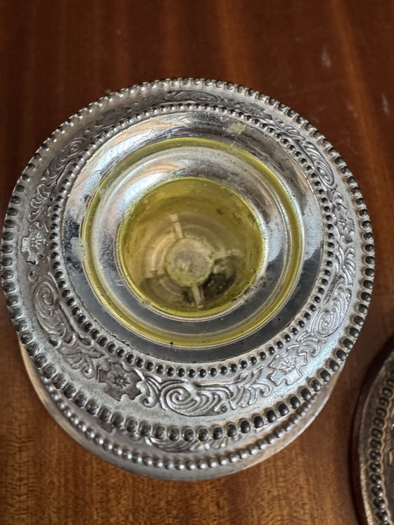 Image 1 of Silver-plated metal candlesticks from the 1980s