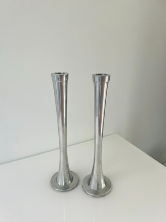 Image 1 of Set minimalistische metalen kandelaren - 27 cm hoog