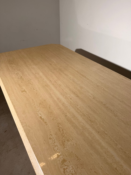 Vintage Travertine Dining Table – Wood (photo 3 of 5)