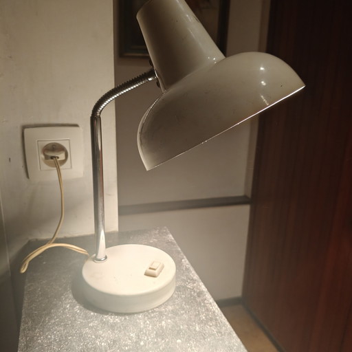 Vintage-Tischlampe im Pilzdesign aus den 70er Jahren in Cremeweiß