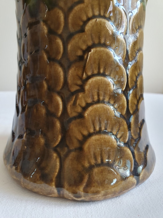 Art Nouveau Barbotine-karaf uit het begin van de 20e eeuw – orchies, Glazen & Karaffen, Ceramic (photo 5 of 7)