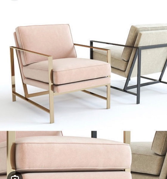 Image 1 of 2x Samtstühle in Rosé und Messing