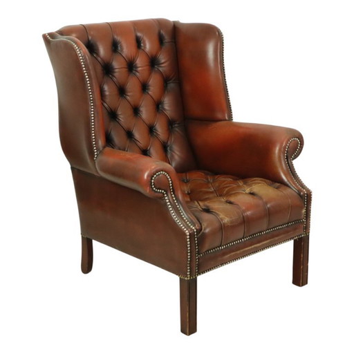 Oude Chesterfield Zetel Bruin Leder