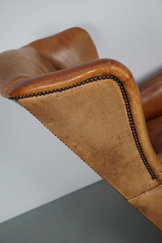 Image 1 of Vintage Nederlandse clubfauteuil van cognackleurig leer