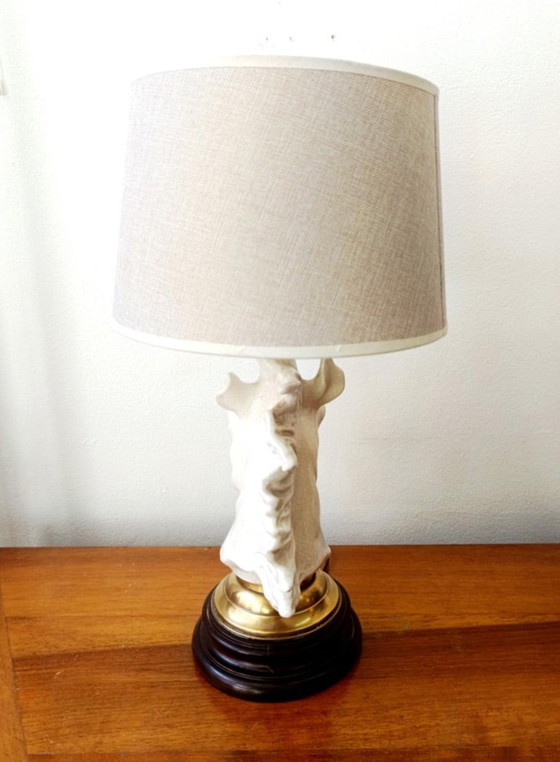 Image 1 of Lampe Cheval en Céramique Craquelée Art Déco