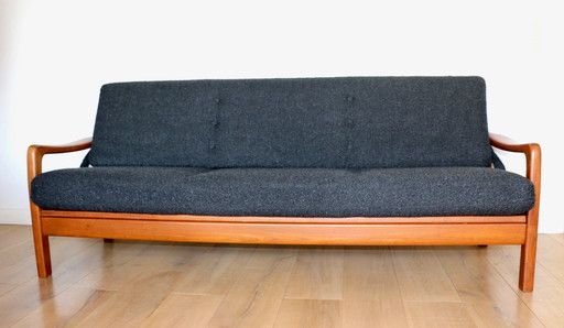 Vintage Danish Black Boucle Foldable Sofa