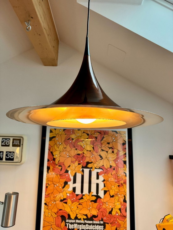Image 1 of XXL Doria Trompete Pendelleuchte 1970er Jahre - Kupferbraun Aluminium