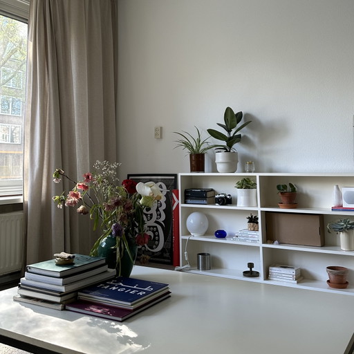 Zelf gemaakte witte open kast 