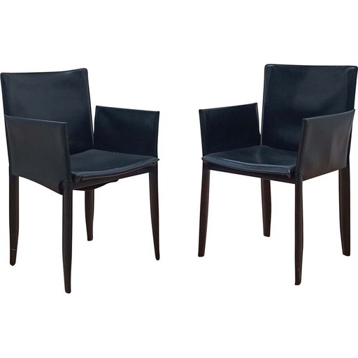 Sedia vintage Margot in cuoio con braccioli di Cattelan Italia