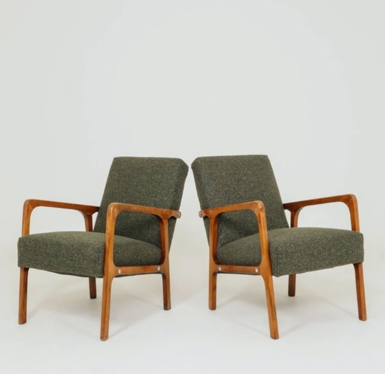 Image 1 of Vintage fauteuil in mid-century modern design, avocadogroene granola, 1960