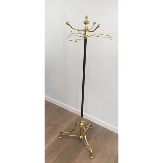 Image 1 of Vintage brass and black lacquered metal coat and hat rack, 1900