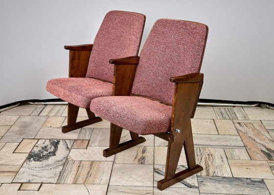 Image 1 of Vintage Red Folding Cinema Chairs, 1970s Czechoslovakia