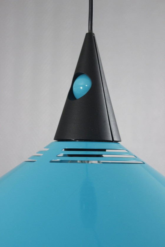 Image 1 of Postmoderne Memphis-Pendelleuchte aus Metall und Kunststoff, brillantes Design, 1980er Jahre