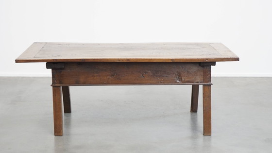 Image 1 of Antique South European Chestnut Coffee Table From The 18th Century With A Drawer