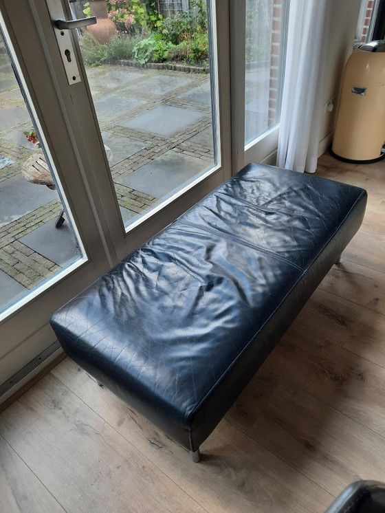 Image 1 of Leolux black leather Odilon pouf